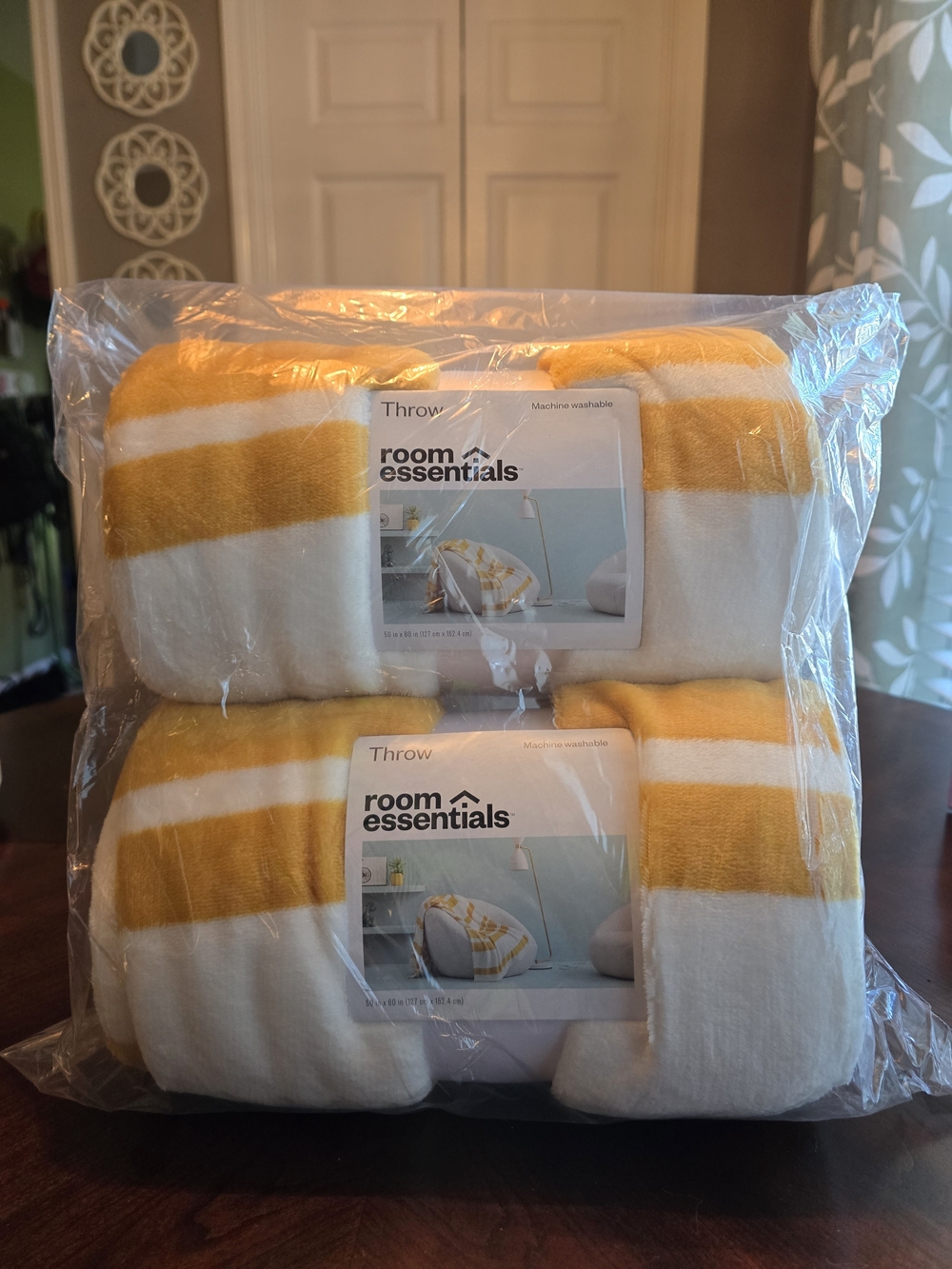 Room Essentials Yellow & White Striped Throw Blankets (Set of 2)
